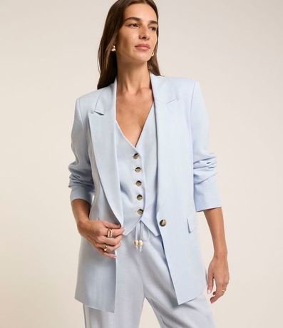 Blazer en Viscolino con Lapelas y Botón Único