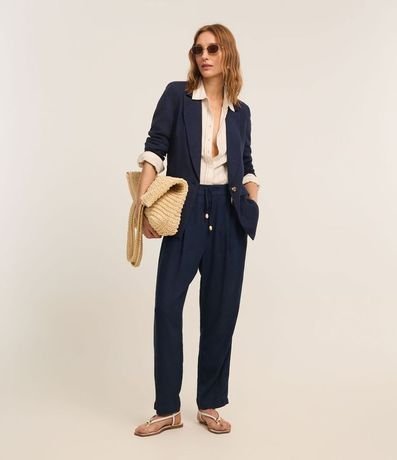 Blazer en Viscolino con Lapelas y Botón Único 2