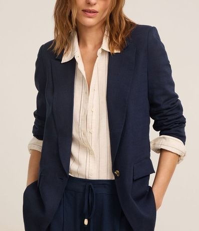 Blazer en Viscolino con Lapelas y Botón Único 4