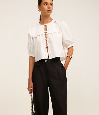 Pantalón Wide Leg Sastrería con Lapelas y Pliegues 2