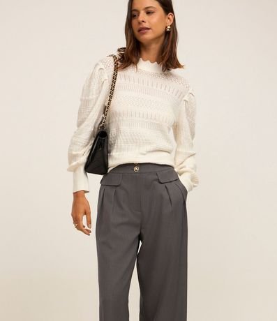 Pantalón Wide Leg Sastrería con Lapelas y Pliegues 2