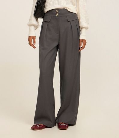 Pantalón Wide Leg Sastrería con Lapelas y Pliegues 3