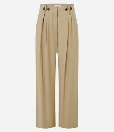 Pantalón Recto Tiro Alto en Viscosa con Cintura Clochard y Botones 5