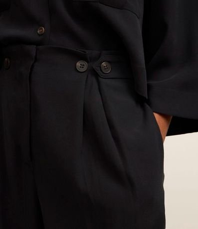 Pantalón Recto Tiro Alto en Viscosa con Cintura Clochard y Botones 4
