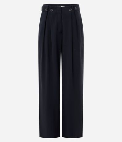 Pantalón Recto Tiro Alto en Viscosa con Cintura Clochard y Botones 5