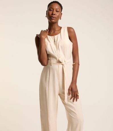 Mono en Viscosa sin Mangas con Cremallera Delantera y Lazo 2