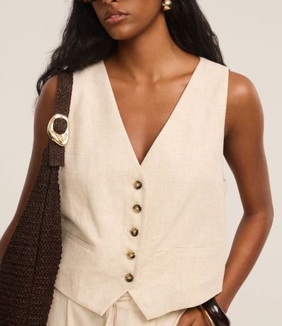 Chaleco en Viscolino con Cierre por Botones Contrastantes 4