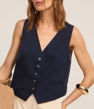 Chaleco en Viscolino con Cierre por Botones Contrastantes 4