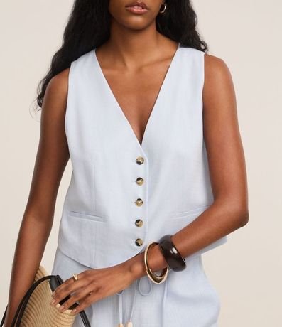 Chaleco en Viscolino con Cierre por Botones Contrastantes 4