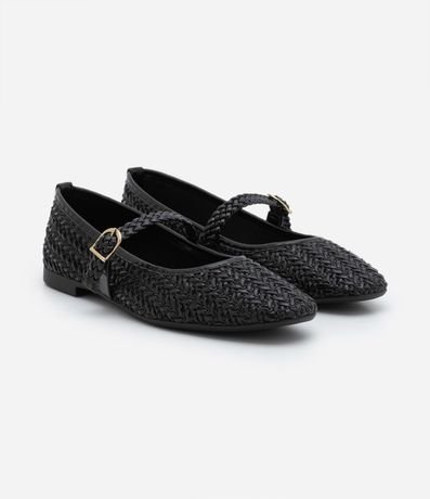 Zapatilla Metalizada con Textura Trenzada y Tira con Hebilla 3