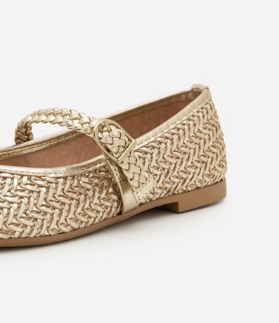 Zapatilla Metalizada con Textura Trenzada y Tira con Hebilla 5