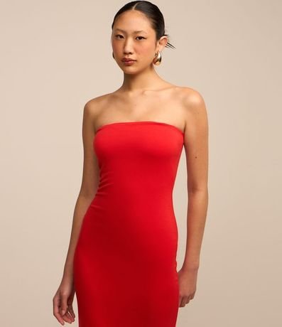 Vestido New Midi en Punto Roma y Escote sin Breteles 3