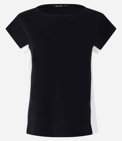 Blusa Manga Corta en Crepé con Laterales Contrastantes 6