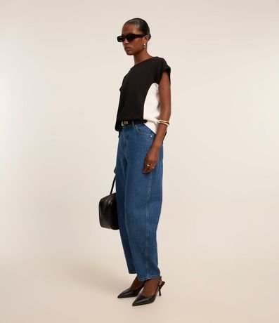 Blusa Manga Corta en Crepé con Laterales Contrastantes 4