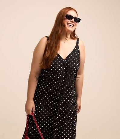 Vestido Largo en Viscosa con Estampa de Lunares Curve & Plus Size