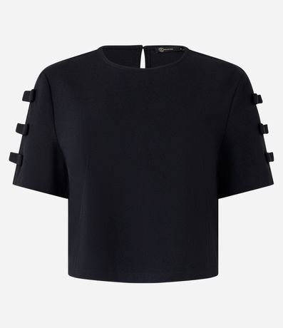 Blusa en Crepé con Lacitos en la Manga