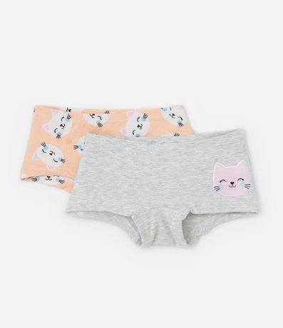 Kit 02 Bombachas Boxer Infantil con Estampa Gatitos - Talle 4 a 12 años