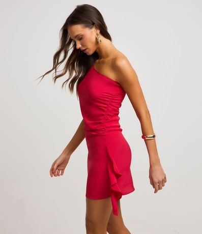 Vestido Corto Hombro Único en Crepé con Volado Lateral 5