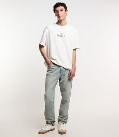 Remera Relaxed en Malla con Estampado del Stitch 2