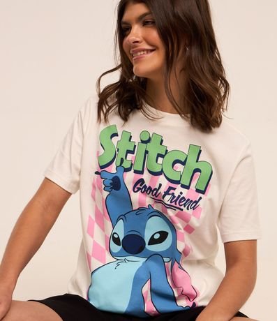 Remera Alargada en Algodón con Estampa Stitch Good Friend 1