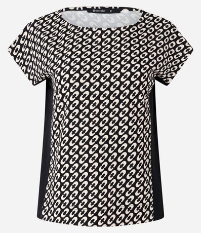 Blusa en Crepé con Contraste Lateral y Estampa Geométrico 5