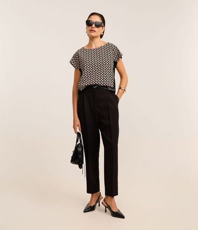 Blusa en Crepé con Contraste Lateral y Estampa Geométrico 3