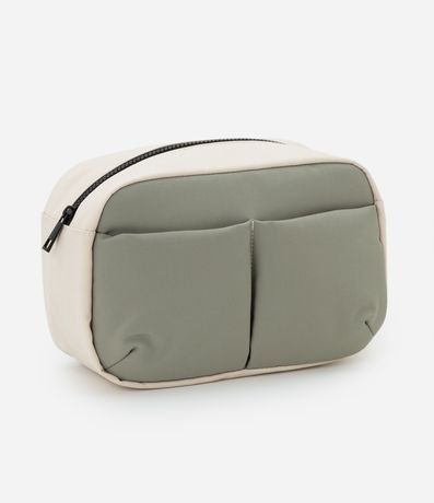 Neceser Rectangular Grande con Detalle Delantero de Bolsillo