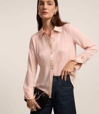 Camisa Satinada en Crepé con Abotonado