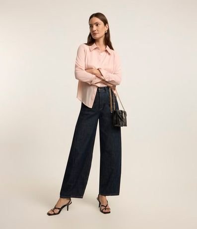 Camisa Satinada en Crepé con Abotonado 2