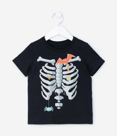 Remera Comfort Infantil con Estampa de Esqueleto que Brilla en la Oscuridad - Talle 1 a 6 años 1