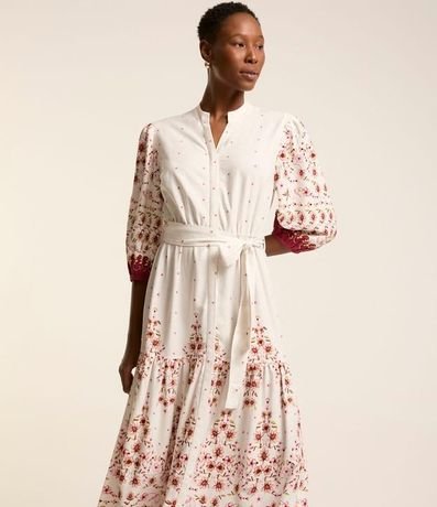 Vestido Chemise Midi en Viscolino con Estampa Floral 2