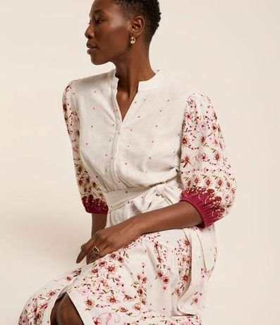 Vestido Chemise Midi en Viscolino con Estampa Floral 5