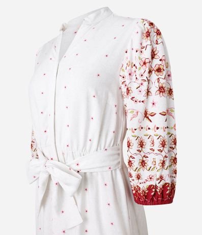 Vestido Chemise Midi en Viscolino con Estampa Floral 7