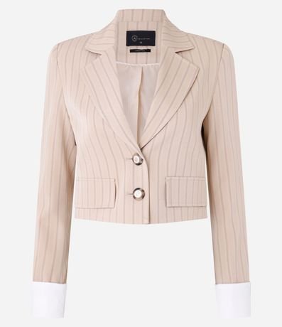 Blazer en Sastrería con Rayas Risca Giz con Bolsos y Detalles en las Mangas 5