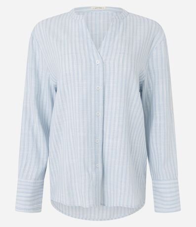 Camisa en Viscolino Rayada con Cuello Padre 5