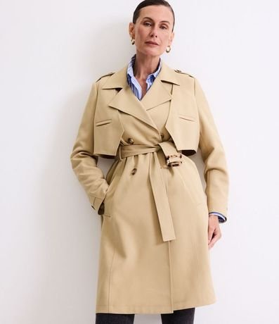 Saco Trench Coat Gabardina con Botones Delanteros y Cinturón