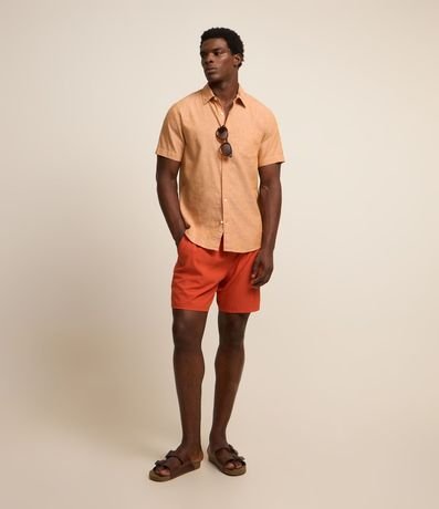 Camisa Comfort Básica en Lino con Bolsillo Delantero 2