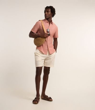 Camisa Comfort Básica en Lino con Bolsillo Delantero 2