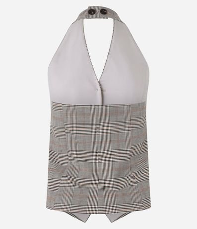 Chaleco Sastrería Estampado de Cuadros con Botones Delanteros y Espalda Abierta 6