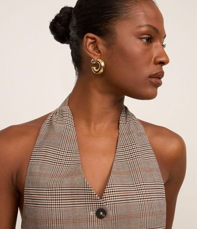 Chaleco Sastrería Estampado de Cuadros con Botones Delanteros y Espalda Abierta 3