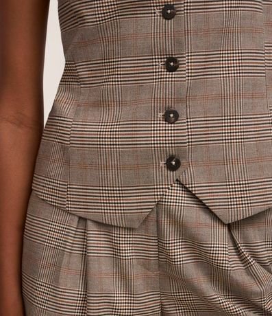 Chaleco Sastrería Estampado de Cuadros con Botones Delanteros y Espalda Abierta 4