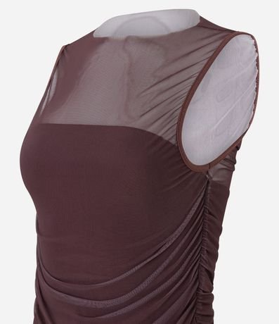 Blusa en Tul con Superposición y Drapeado Lateral 6