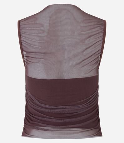 Blusa en Tul con Superposición y Drapeado Lateral 7