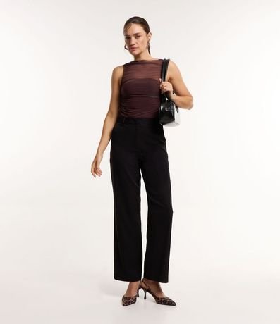 Blusa en Tul con Superposición y Drapeado Lateral 2