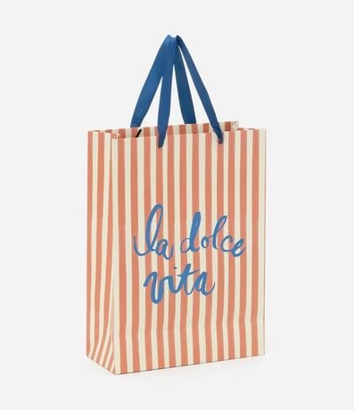 Bolsa de Embalaje de Regalo Pequeña Rayada con Estampa La Dolce Vita
