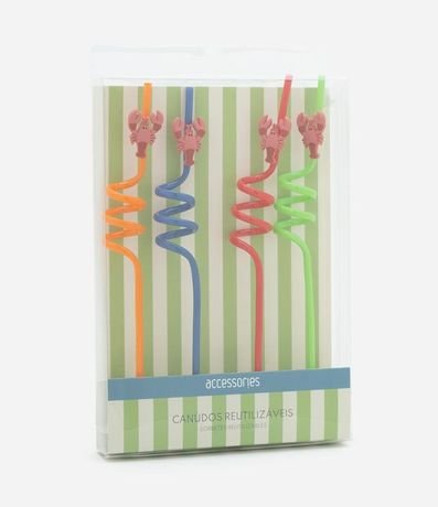 Kit 04 Canudos de Plástico con Espiral y Enfeite de Langosta 2