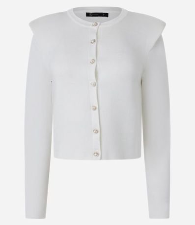 Cardigan en Punto con Abotonado de Efecto Perla 4