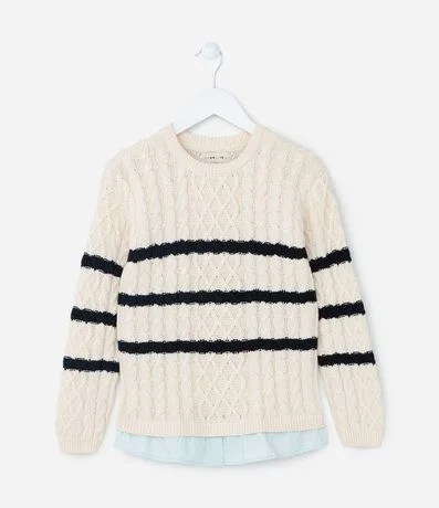 Suéter Infantil con Bajo Diferenciado y Rayas - Talle 1 a 5 años