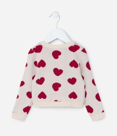 Cardigan Infantil de Punto con Estampa Corazones - Talle 1 a 5 años 2