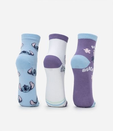 Kit 03 Medias Infantiles Caña Mediano con Estampado Stitch - Talle 23 al 38 3